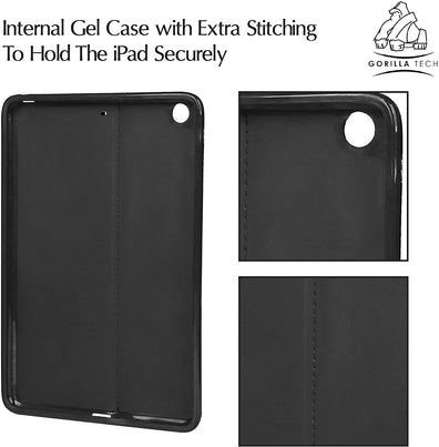 Gorilla Tech Apple iPad 9.7 2018 Genuine Luxury Executive Leather Case Smart Protective Designer Cover with Stand for 6th Gen Model A1893 A1954 Protect with Style Series Black Leather Retail Packing